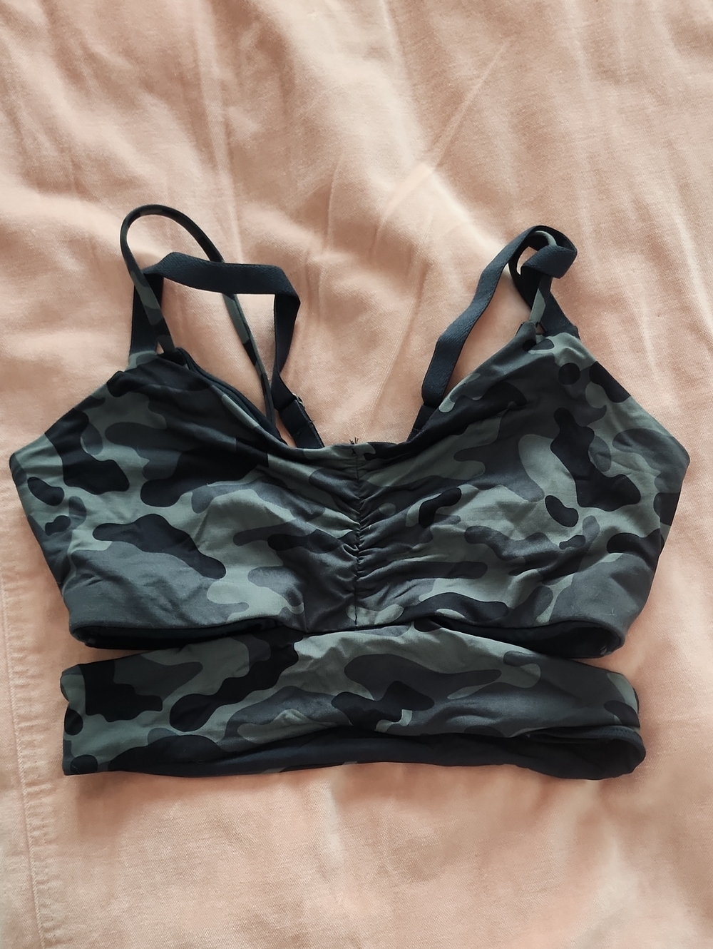 Seamless Camo Sportsbra Without Padding - Olive Green